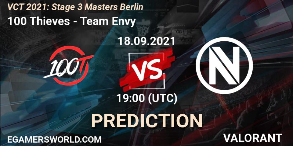 Pronósticos 100 Thieves - Team Envy. 18.09.2021 at 19:00. VCT 2021: Stage 3 Masters Berlin - VALORANT
