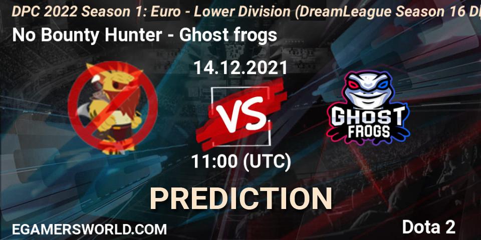 Pronósticos No Bounty Hunter - Ghost frogs. 14.12.2021 at 10:55. DPC 2022 Season 1: Euro - Lower Division (DreamLeague Season 16 DPC WEU) - Dota 2