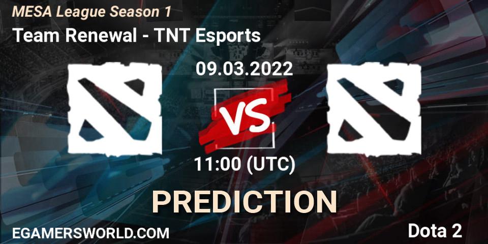 Pronósticos Team Renewal - TNT Esports. 09.03.2022 at 11:15. MESA League Season 1 - Dota 2