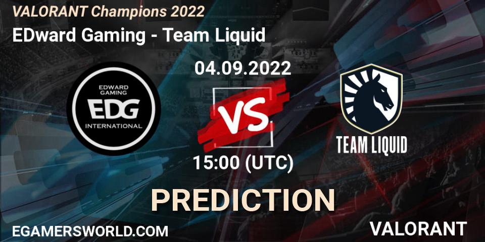 Pronósticos EDward Gaming - Team Liquid. 04.09.2022 at 15:45. VALORANT Champions 2022 - VALORANT