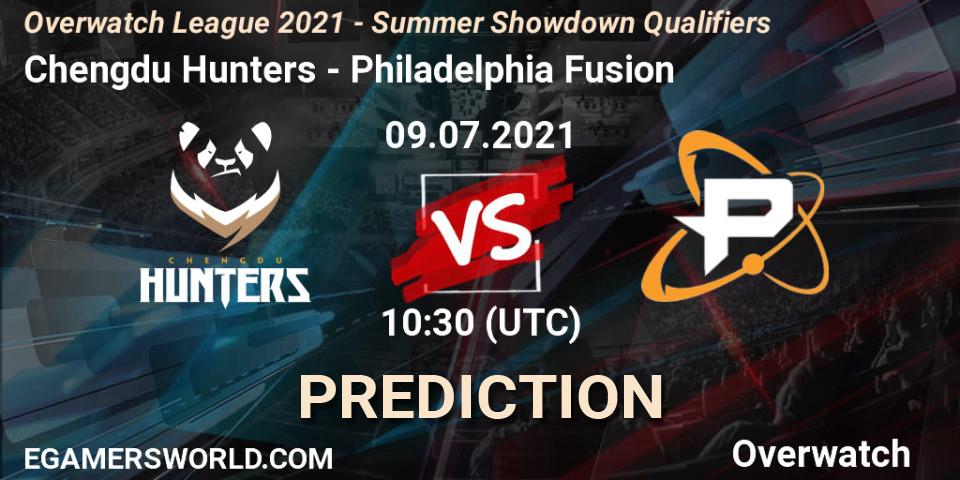 Pronósticos Chengdu Hunters - Philadelphia Fusion. 09.07.2021 at 10:30. Overwatch League 2021 - Summer Showdown Qualifiers - Overwatch