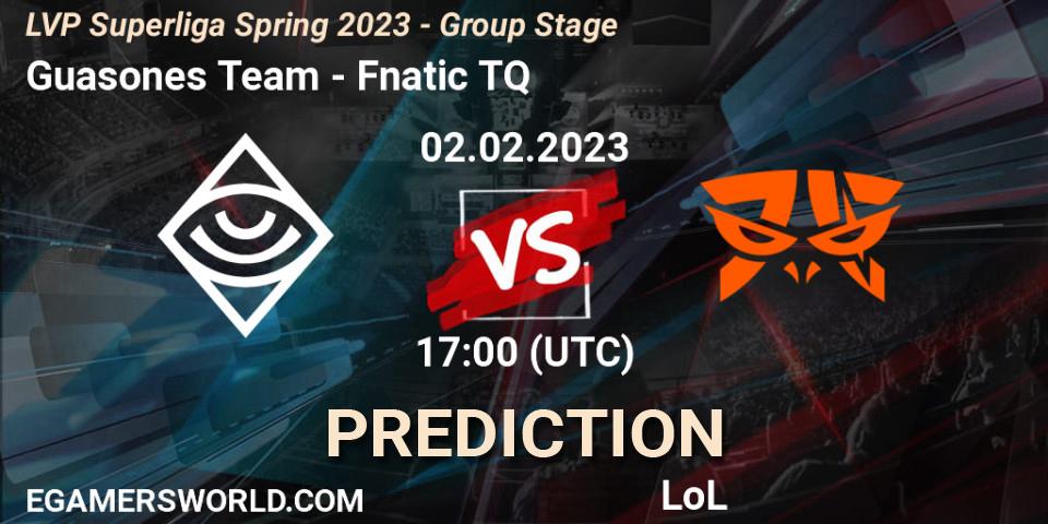 Pronósticos Guasones Team - Fnatic TQ. 02.02.2023 at 17:00. LVP Superliga Spring 2023 - Group Stage - LoL
