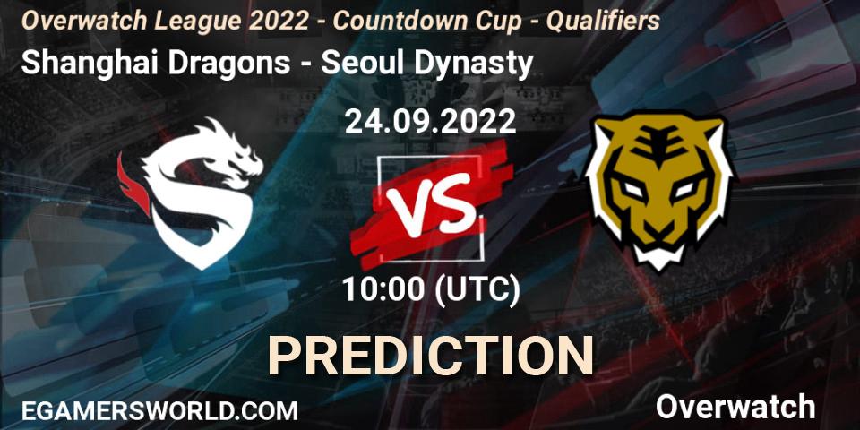 Pronósticos Shanghai Dragons - Seoul Dynasty. 24.09.22. Overwatch League 2022 - Countdown Cup - Qualifiers - Overwatch
