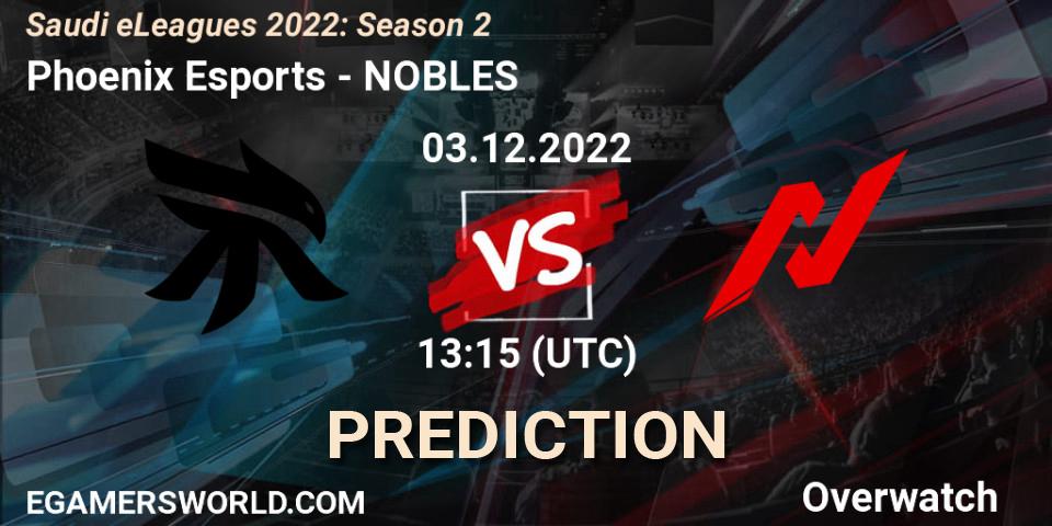 Pronósticos Phoenix Esports - NOBLES. 03.12.22. Saudi eLeagues 2022: Season 2 - Overwatch