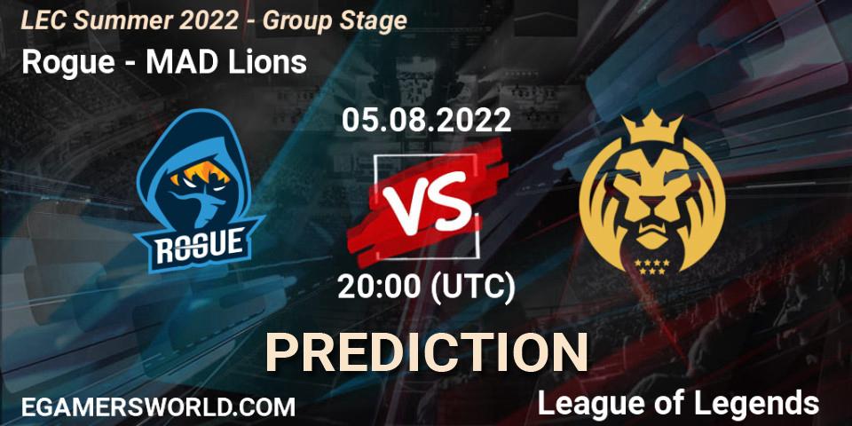 Pronósticos Rogue - MAD Lions. 05.08.2022 at 19:00. LEC Summer 2022 - Group Stage - LoL