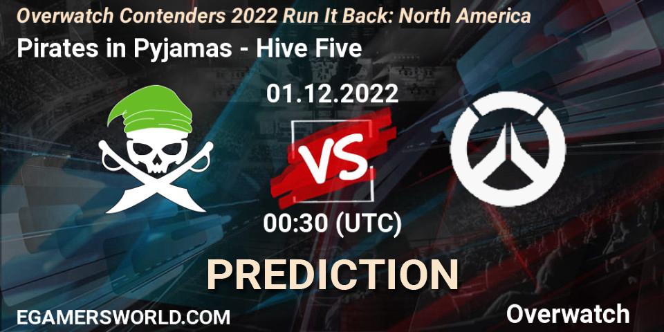 Pronósticos Pirates in Pyjamas - Hive Five. 01.12.2022 at 00:30. Overwatch Contenders 2022 Run It Back: North America - Overwatch