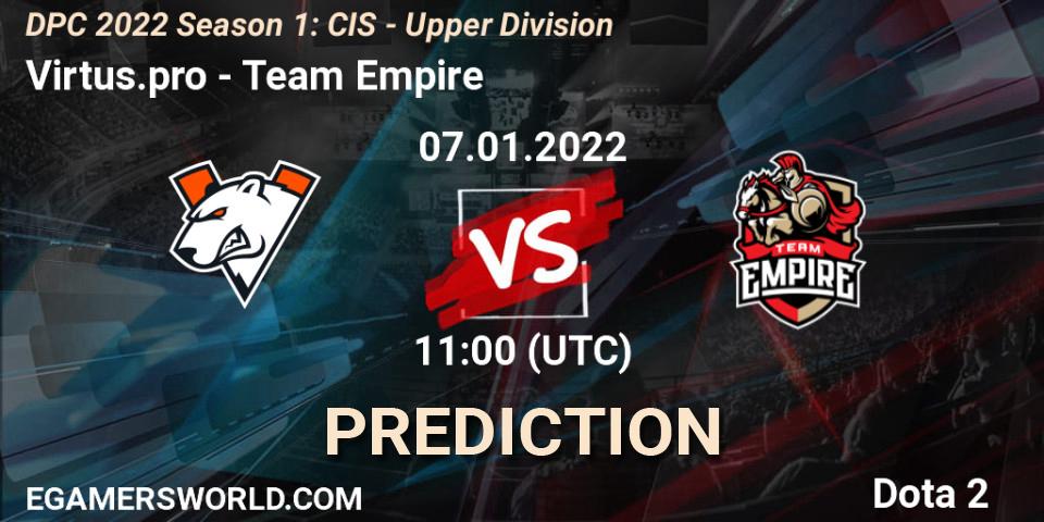 Pronósticos Virtus.pro - Team Empire. 07.01.22. DPC 2022 Season 1: CIS - Upper Division - Dota 2