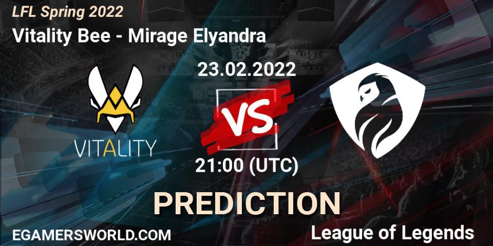 Pronósticos Vitality Bee - Mirage Elyandra. 23.02.2022 at 21:00. LFL Spring 2022 - LoL