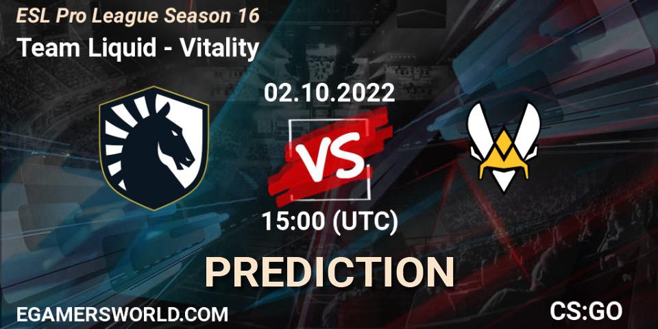 Pronósticos Team Liquid - Vitality. 02.10.22. ESL Pro League Season 16 - CS2 (CS:GO)