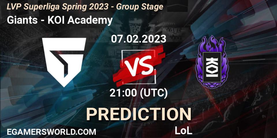 Pronósticos Giants - KOI Academy. 07.02.23. LVP Superliga Spring 2023 - Group Stage - LoL