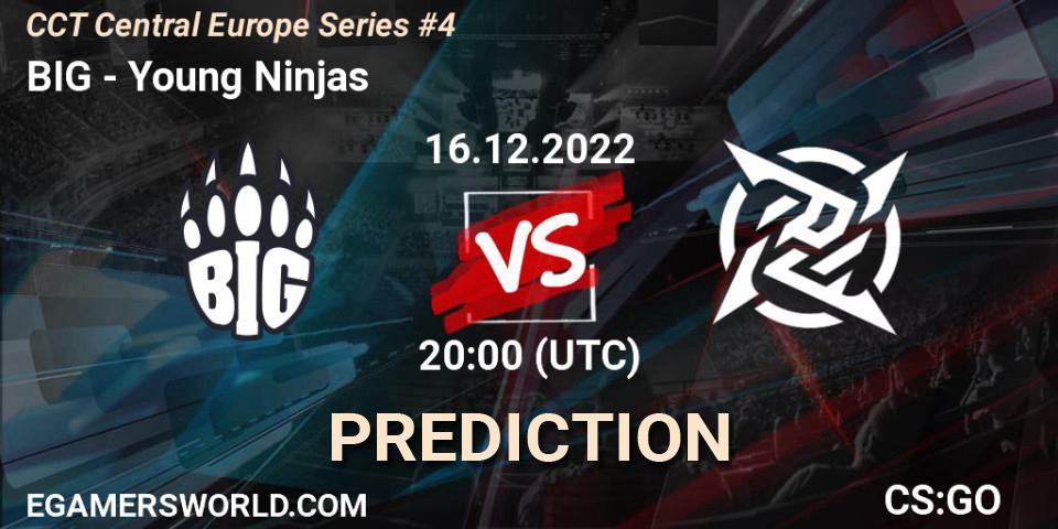 Pronósticos BIG - Young Ninjas. 16.12.2022 at 19:30. CCT Central Europe Series #4 - Counter-Strike (CS2)