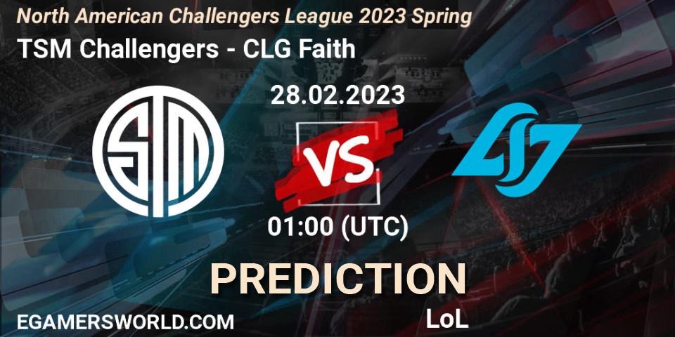 Pronósticos TSM Challengers - CLG Faith. 28.02.23. NACL 2023 Spring - Group Stage - LoL