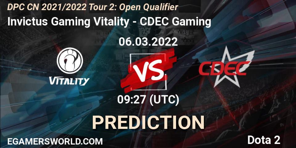 Pronósticos Invictus Gaming Vitality - CDEC Gaming. 06.03.22. DPC CN 2021/2022 Tour 2: Open Qualifier - Dota 2