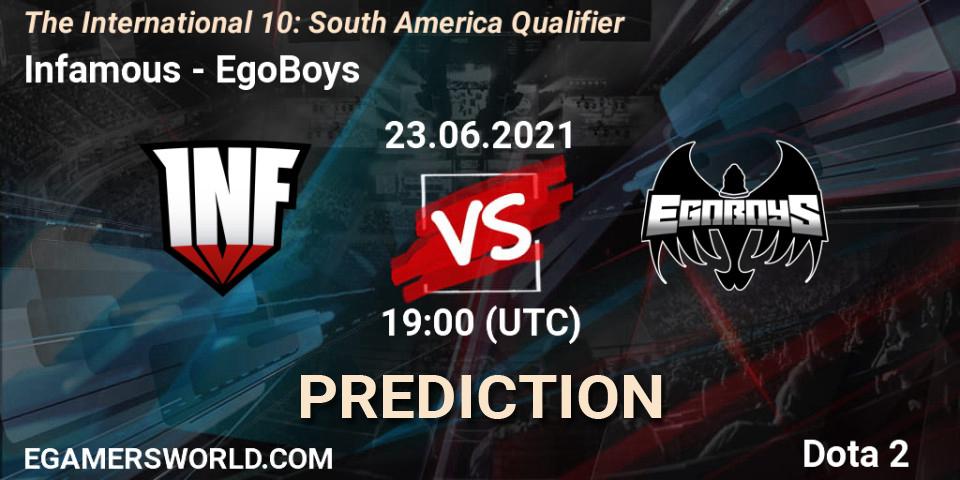 Pronósticos Infamous - EgoBoys. 23.06.21. The International 10: South America Qualifier - Dota 2