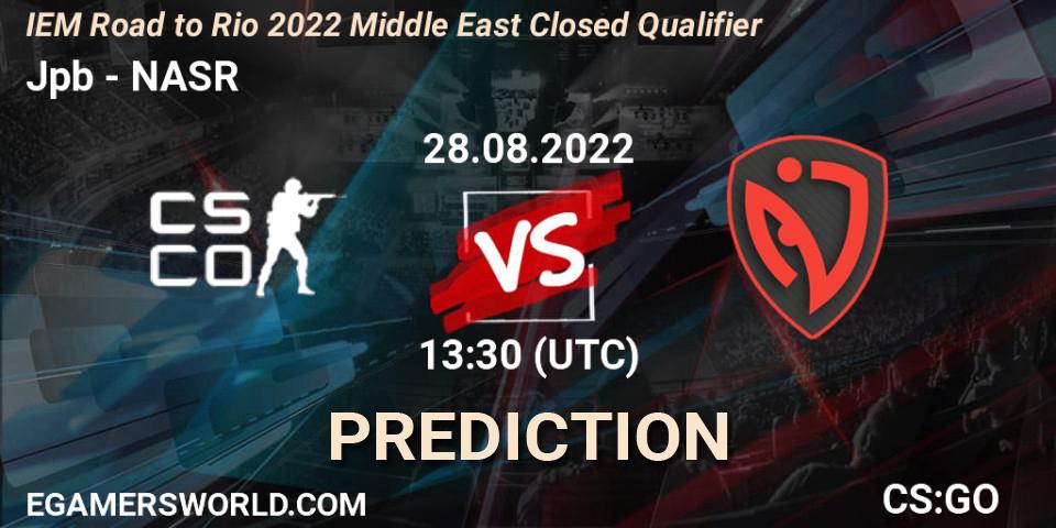 Pronósticos Jpb - NASR. 28.08.2022 at 13:30. IEM Road to Rio 2022 Middle East Closed Qualifier - Counter-Strike (CS2)