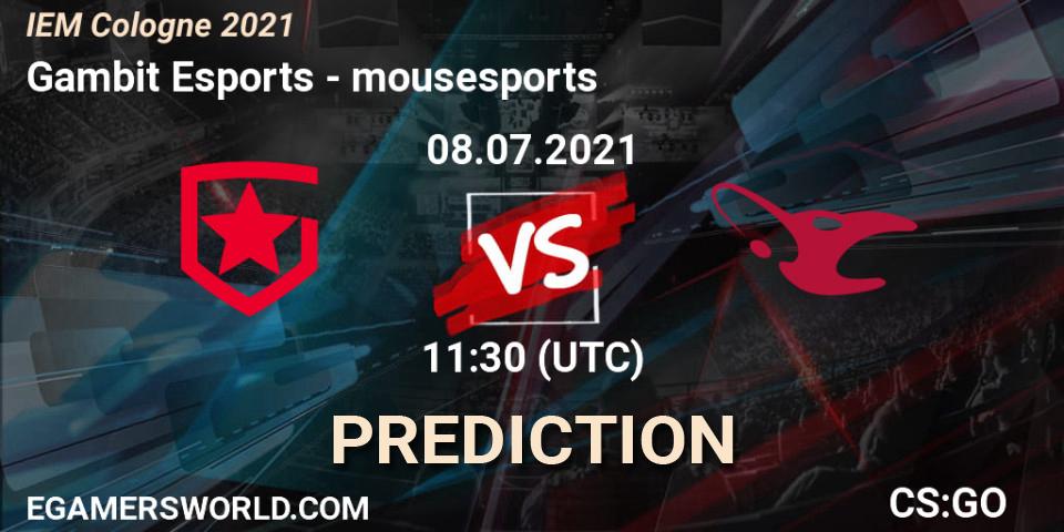 Pronósticos Gambit Esports - mousesports. 08.07.21. IEM Cologne 2021 - CS2 (CS:GO)