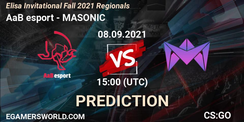 Pronósticos AaB esport - MASONIC. 08.09.2021 at 15:00. Elisa Invitational Fall 2021 Regionals - Counter-Strike (CS2)