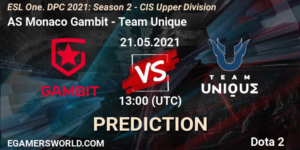Pronósticos AS Monaco Gambit - Team Unique. 21.05.2021 at 12:56. ESL One. DPC 2021: Season 2 - CIS Upper Division - Dota 2