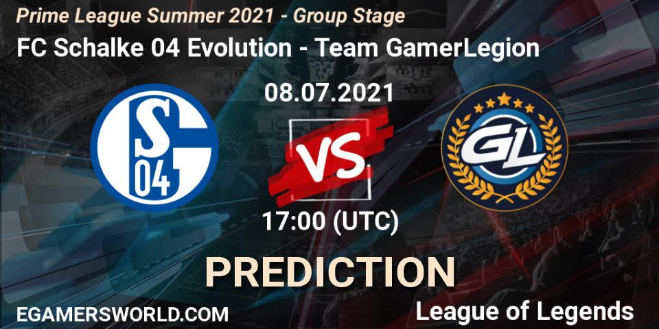 Pronósticos FC Schalke 04 Evolution - Team GamerLegion. 08.07.21. Prime League Summer 2021 - Group Stage - LoL