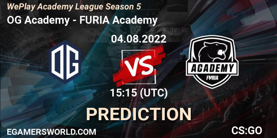 Pronósticos OG Academy - FURIA Academy. 04.08.2022 at 14:55. WePlay Academy League Season 5 - Counter-Strike (CS2)