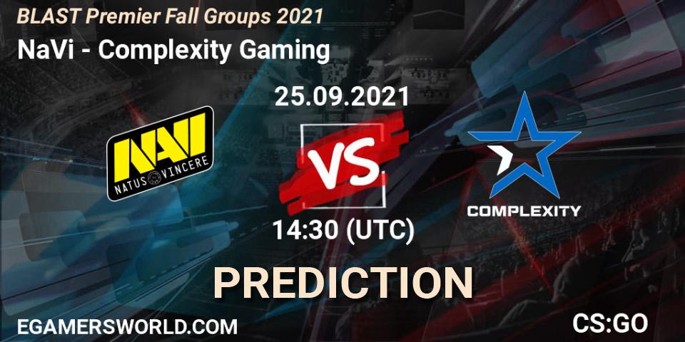 Pronósticos NaVi - Complexity Gaming. 25.09.2021 at 14:30. BLAST Premier Fall Groups 2021 - Counter-Strike (CS2)