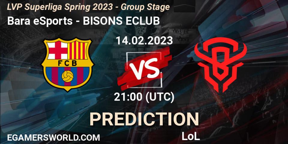 Pronósticos Barça eSports - BISONS ECLUB. 14.02.2023 at 21:00. LVP Superliga Spring 2023 - Group Stage - LoL