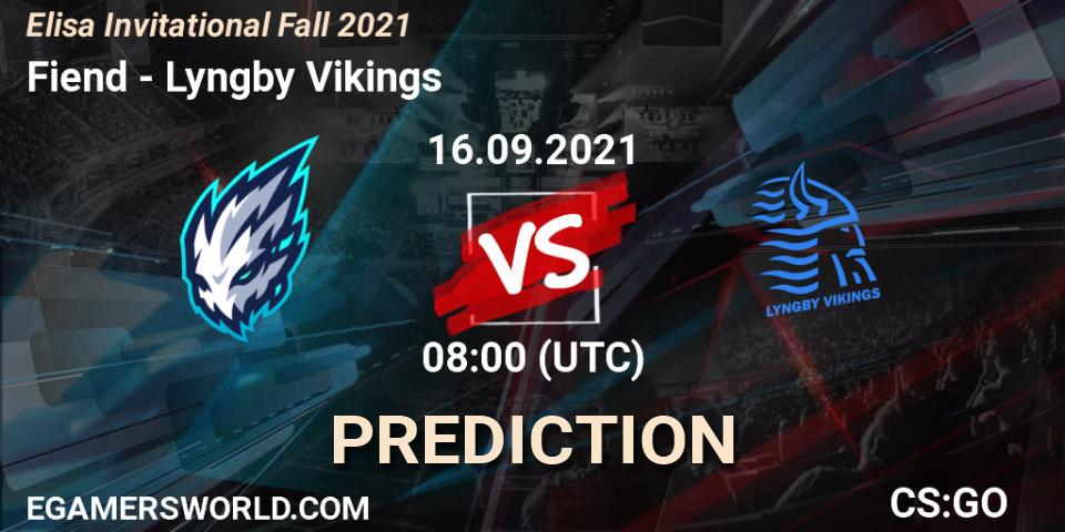 Pronósticos Team Fiend - Lyngby Vikings. 16.09.2021 at 08:00. Elisa Invitational Fall 2021 - Counter-Strike (CS2)