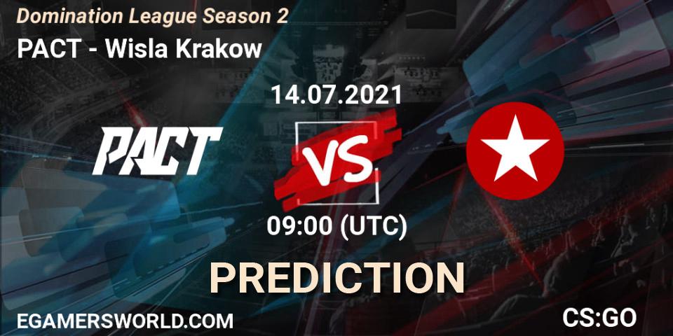 Pronósticos PACT - Wisla Krakow. 14.07.2021 at 09:00. Domination League Season 2 - Counter-Strike (CS2)