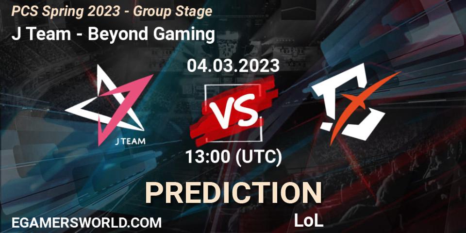Pronósticos J Team - Beyond Gaming. 12.02.2023 at 13:00. PCS Spring 2023 - Group Stage - LoL