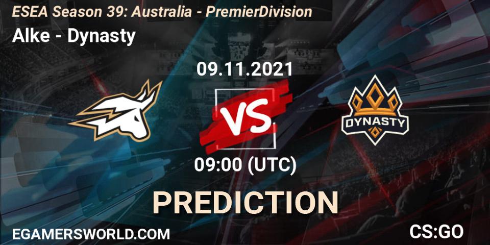 Pronósticos Alke - Dynasty. 09.11.2021 at 09:00. ESEA Season 39: Australia - Premier Division - Counter-Strike (CS2)