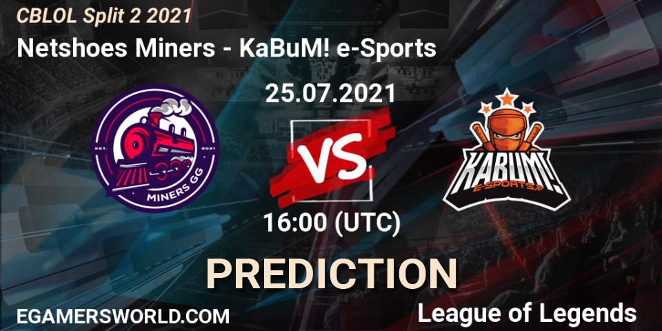 Pronósticos Netshoes Miners - KaBuM! e-Sports. 25.07.2021 at 16:00. CBLOL Split 2 2021 - LoL