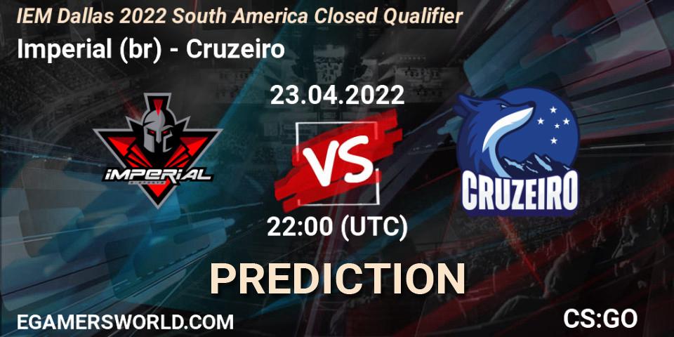Pronósticos Imperial (br) - Cruzeiro. 23.04.2022 at 22:25. IEM Dallas 2022 South America Closed Qualifier - Counter-Strike (CS2)