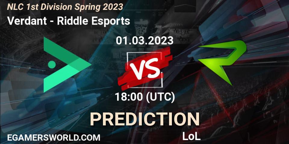 Pronósticos Verdant - Riddle Esports. 07.02.23. NLC 1st Division Spring 2023 - LoL