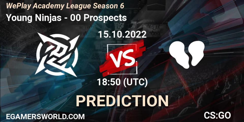 Pronósticos Young Ninjas - 00 Prospects. 15.10.2022 at 18:30. WePlay Academy League Season 6 - Counter-Strike (CS2)
