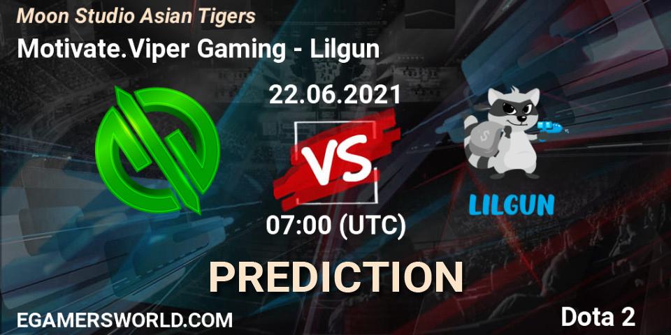 Pronósticos Motivate.Viper Gaming - Lilgun. 22.06.2021 at 08:20. Moon Studio Asian Tigers - Dota 2