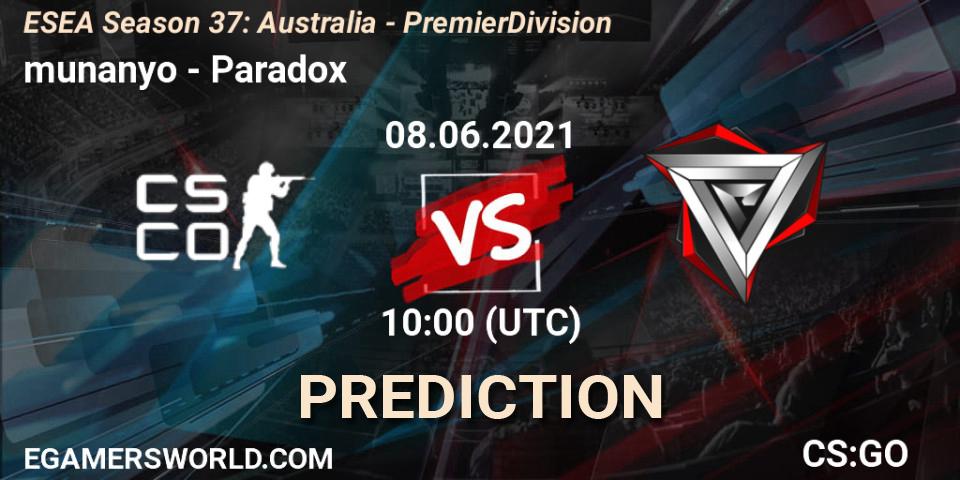 Pronósticos munanyo - Paradox. 08.06.21. ESEA Season 37: Australia - Premier Division - CS2 (CS:GO)