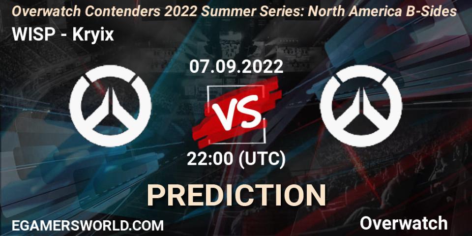 Pronósticos WISP - Kryix. 07.09.2022 at 22:00. Overwatch Contenders 2022 Summer Series: North America B-Sides - Overwatch