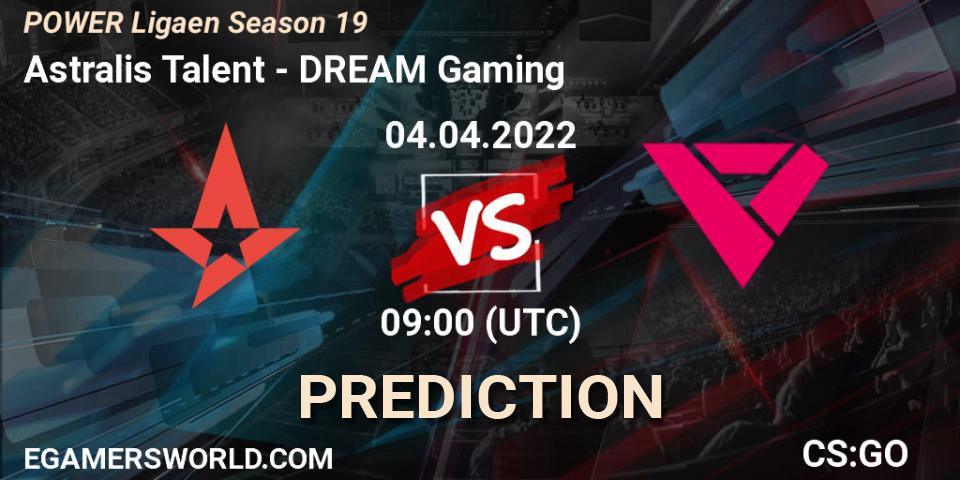 Pronósticos Astralis Talent - DREAM Gaming. 04.04.2022 at 09:00. Dust2.dk Ligaen Season 19 - Counter-Strike (CS2)