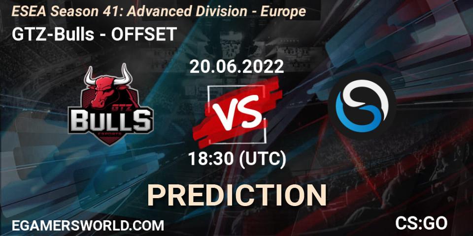 Pronósticos GTZ-Bulls - OFFSET. 21.06.22. ESEA Season 41: Advanced Division - Europe - CS2 (CS:GO)