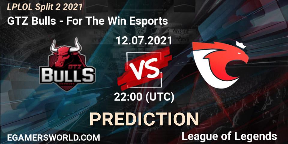 Pronósticos GTZ Bulls - For The Win Esports. 12.07.21. LPLOL Split 2 2021 - LoL