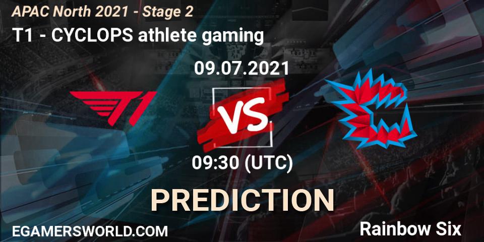 Pronósticos T1 - CYCLOPS athlete gaming. 09.07.2021 at 09:30. APAC North 2021 - Stage 2 - Rainbow Six