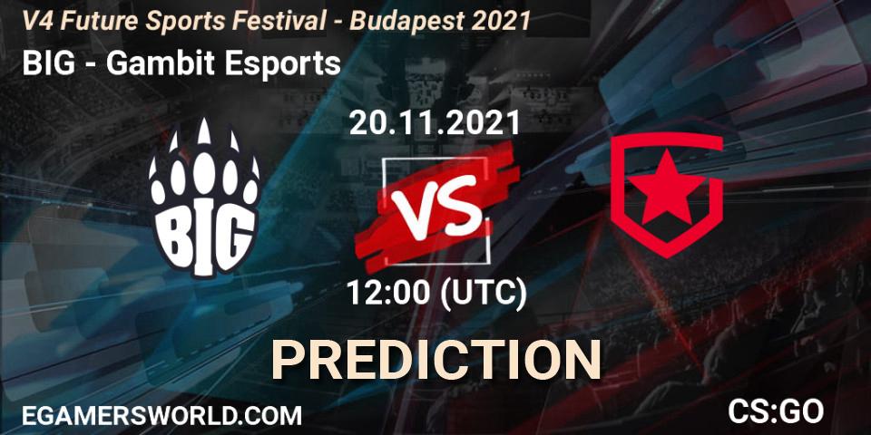 Pronósticos BIG - Gambit Esports. 20.11.2021 at 12:00. V4 Future Sports Festival - Budapest 2021 - Counter-Strike (CS2)