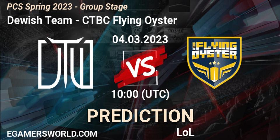 Pronósticos Dewish Team - CTBC Flying Oyster. 12.02.2023 at 12:00. PCS Spring 2023 - Group Stage - LoL