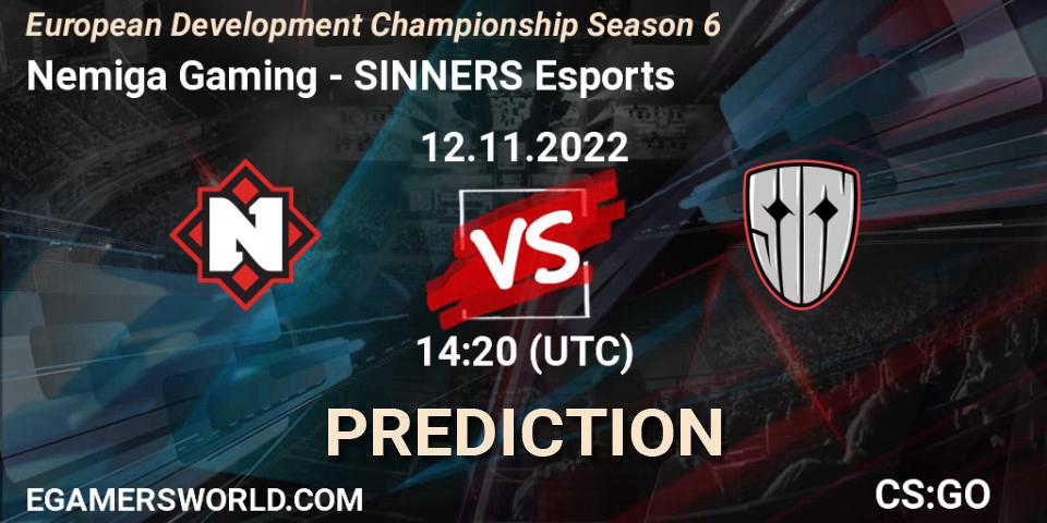 Pronósticos Nemiga Gaming - SINNERS Esports. 12.11.2022 at 14:20. European Development Championship Season 6 - Counter-Strike (CS2)