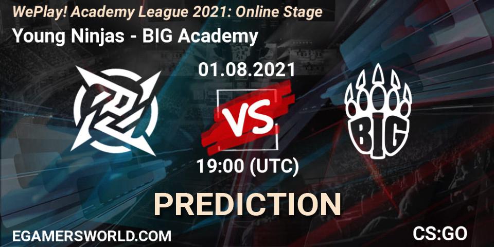 Pronósticos Young Ninjas - BIG Academy. 01.08.2021 at 19:00. WePlay Academy League Season 1: Online Stage - Counter-Strike (CS2)
