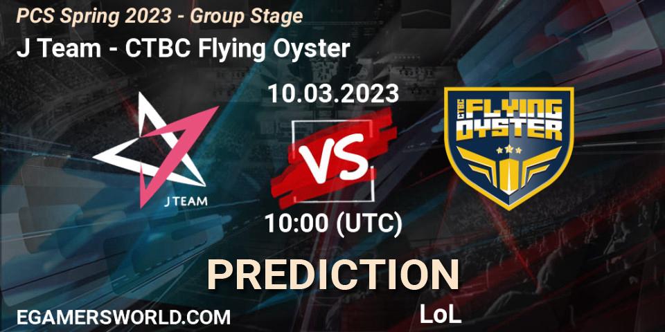 Pronósticos J Team - CTBC Flying Oyster. 18.02.2023 at 12:20. PCS Spring 2023 - Group Stage - LoL