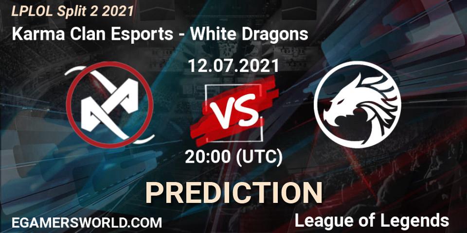 Pronósticos Karma Clan Esports - White Dragons. 12.07.2021 at 20:00. LPLOL Split 2 2021 - LoL