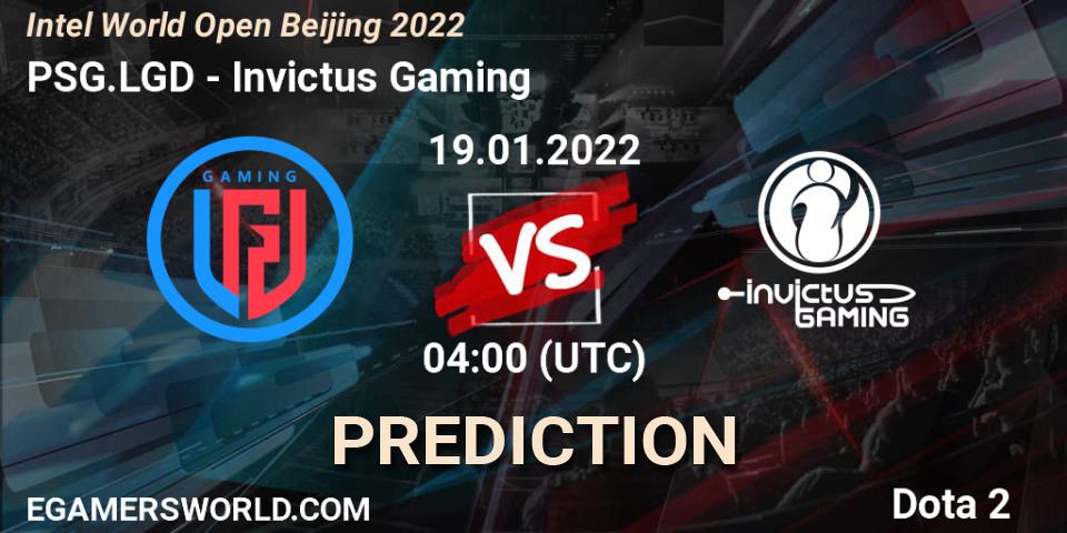 Pronósticos PSG.LGD - Invictus Gaming. 19.01.2022 at 04:04. Intel World Open Beijing 2022 - Dota 2