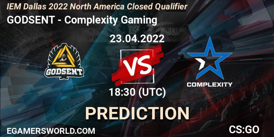 Pronósticos GODSENT - Complexity Gaming. 23.04.2022 at 18:30. IEM Dallas 2022 North America Closed Qualifier - Counter-Strike (CS2)