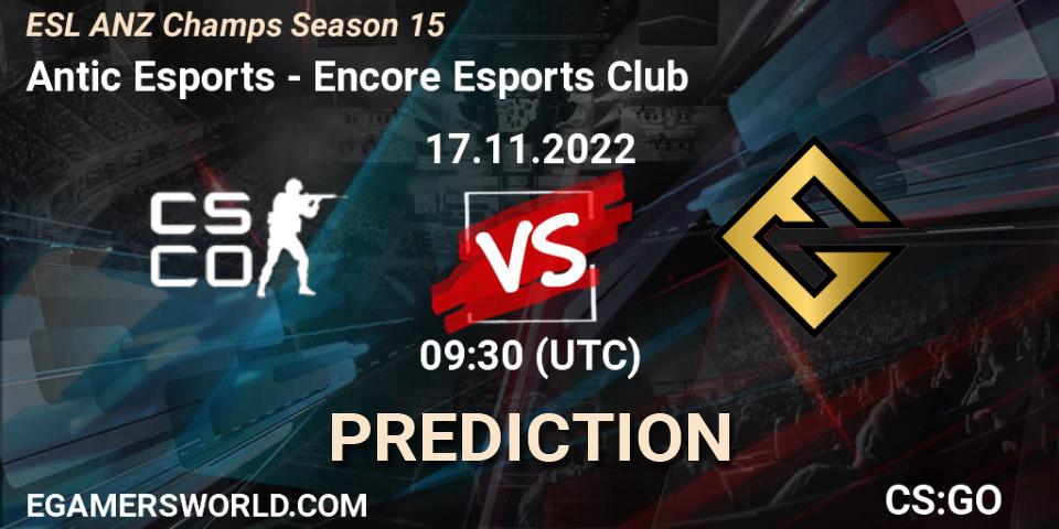 Pronósticos Antic Esports - Encore Esports Club. 17.11.22. ESL ANZ Champs Season 15 - CS2 (CS:GO)
